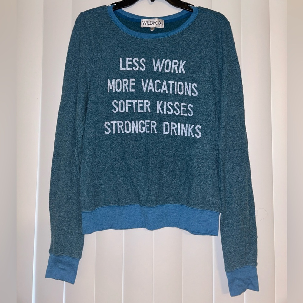 Wildfox Teal and Blue Graphic Top